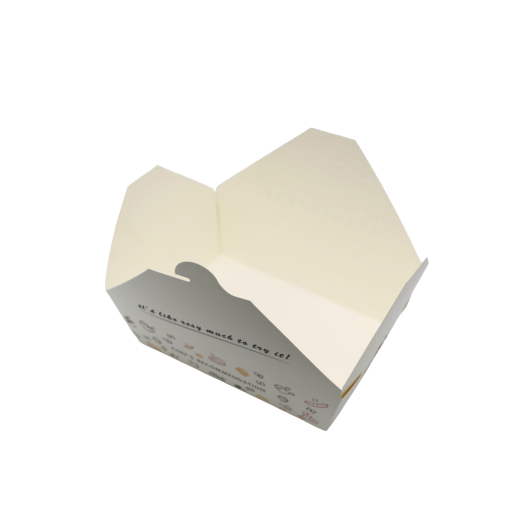 White kraft Meal Box cat logo (1300ml;13.5*12*6.35cm;200pcs)