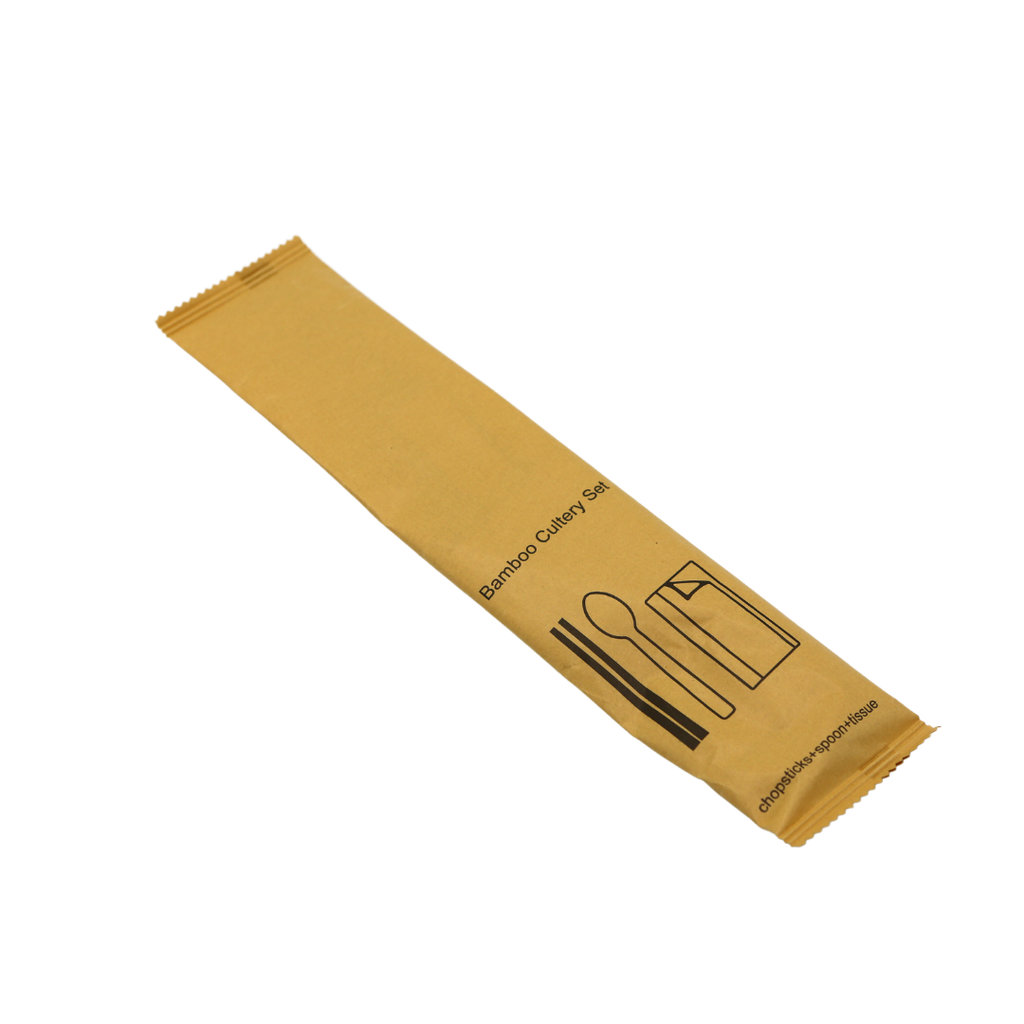 Bamboo cutlery Set (chopsticks+spoon+tissue) 500pcs