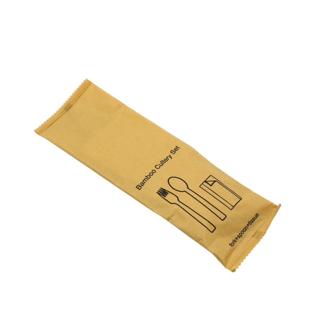 Bamboo cutlery Set (fork+spoon+tissue) 500pcs