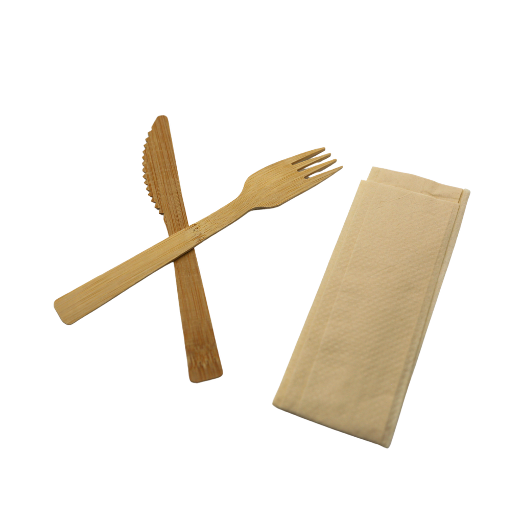 Bamboo cutlery Set (knife+fork+tissue) 500pcs