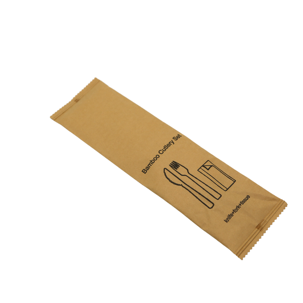 Bamboo cutlery Set (knife+fork+tissue) 500pcs