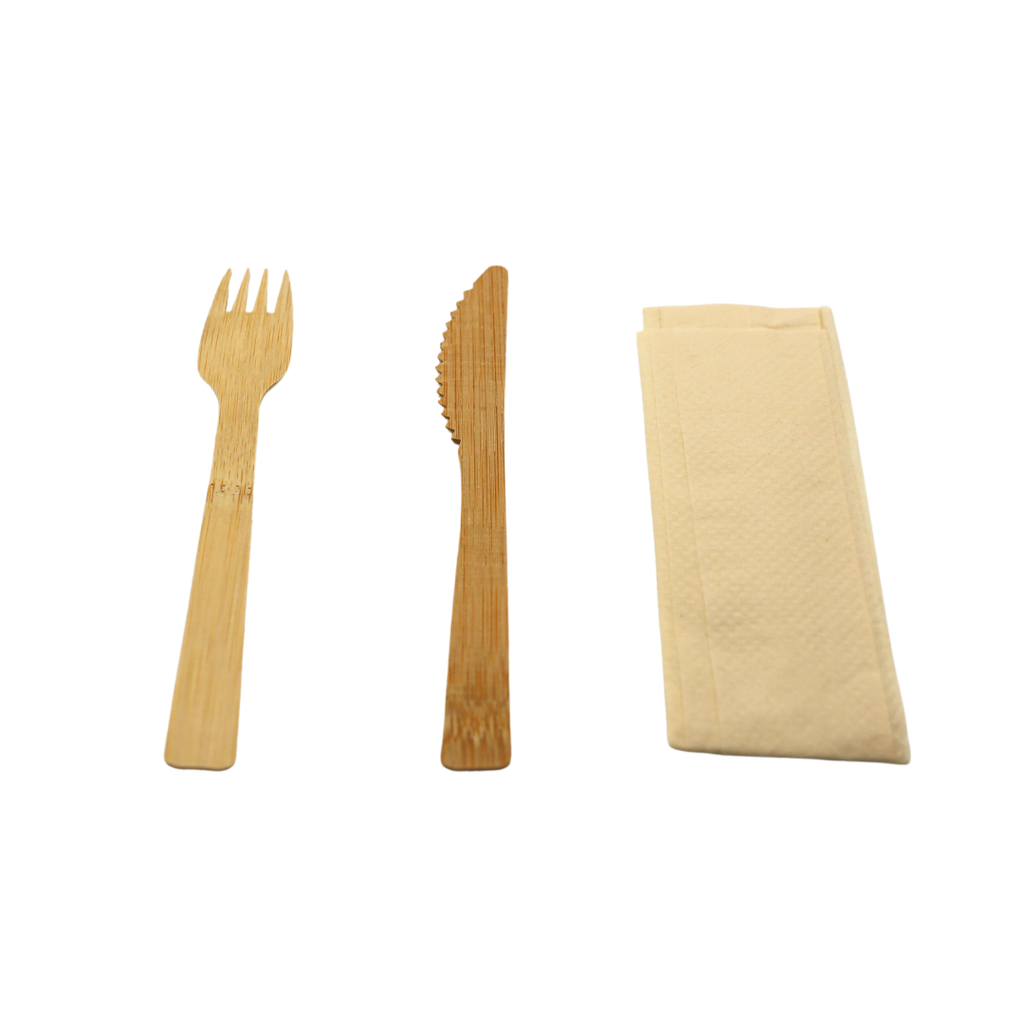 Bamboo cutlery Set (knife+fork+tissue) 500pcs