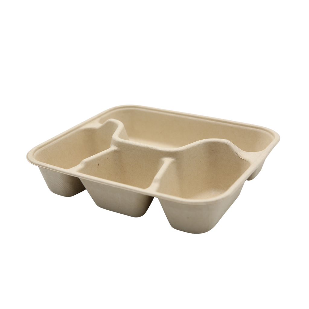 Pulp meal box vierkant 4-vaks (1150ml;22.5*20*4.5cm;200pcs)