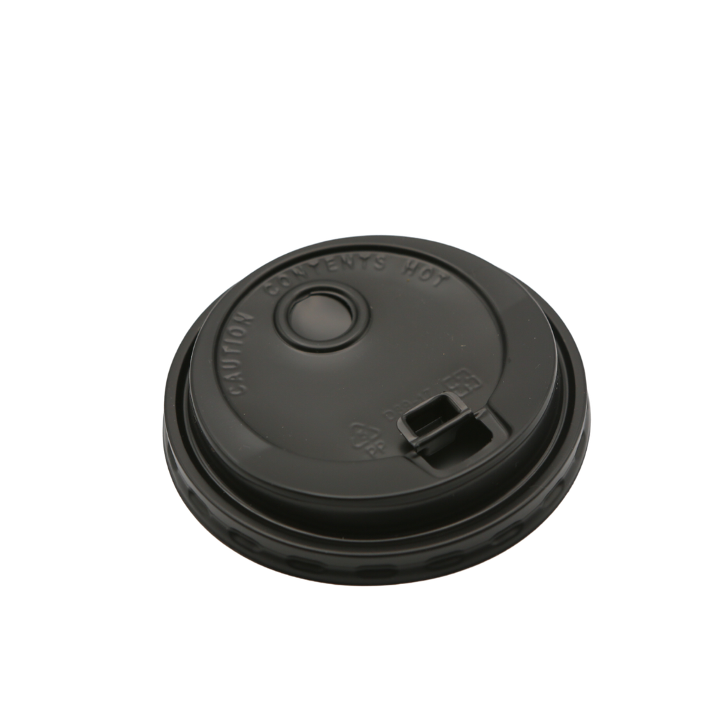 90mm PP Double hole Lid Black (1000pcs)
