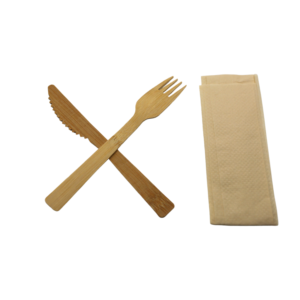 Bamboo cutlery Set (knife+fork+tissue) 500pcs