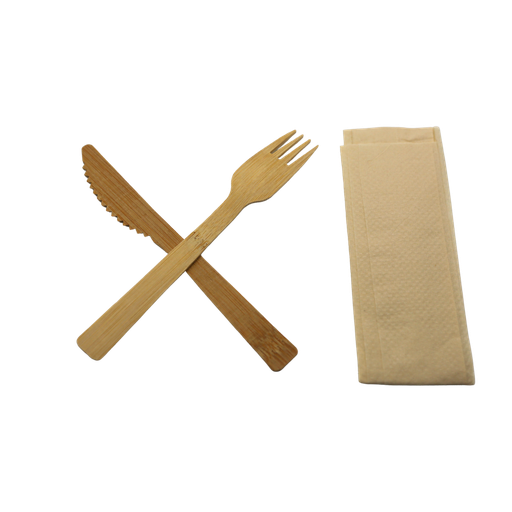 [GT081104] Bamboo cutlery Set (knife+fork+tissue) 500pcs