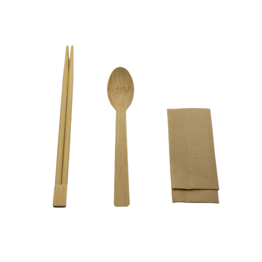 [GT081102] Bamboo cutlery Set (chopsticks+spoon+tissue) 500pcs