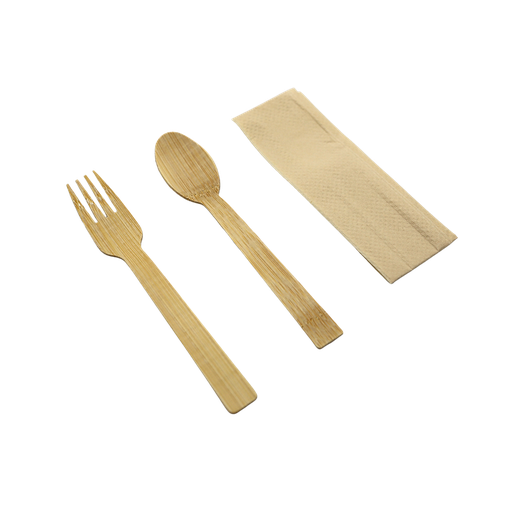 Bamboo cutlery Set (fork+spoon+tissue) 500pcs