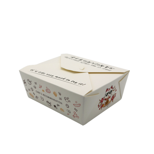 [GT082001] White Kraft Meal Box Cat Logo(2000ml;200pcs)